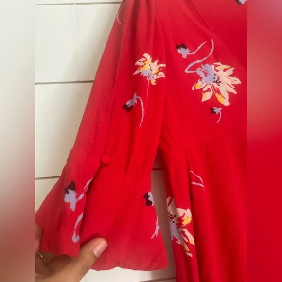 Time On My Side Red Floral Print Wrap Dress - Picture 6 of 9